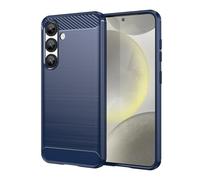 CruzerLite Coque pour Samsung Galaxy S25, texture en fibre de carbone, anti-rayures et absorption des chocs (bleu)