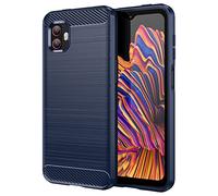 Cruzerlite Coque pour Samsung XCover 6 Pro, Carbon Fiber Texture Design Cover Anti-Scratch Shock Absorption Case pour Samsung XCover 6 Pro (2022) (Blue)