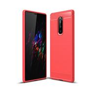 Cruzerlite Coque pour Sony Xperia 1, Carbon Fiber Shock Absorption Slim TPU Cover pour Sony Xperia 1 (Red)
