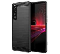 Cruzerlite Coque pour Sony Xperia 1 IV 5G - Texture en fibre de carbone - Anti-rayures et absorption des chocs - Noir