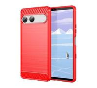 CruzerLite Coque pour Sony Xperia 10 VII - Texture en fibre de carbone - Anti-rayures - Absorption des chocs - Conçue pour Sony Xperia 10 VII (2025) (rouge)
