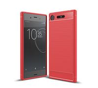 Cruzerlite Coque Sony Xperia XZ1, Carbon Fiber Shock Absorption Slim TPU Cover for Sony Xperia XZ1 (2017) (Red)