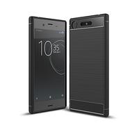Cruzerlite Coque Sony Xperia XZ1, Carbon Fiber Shock Absorption Slim TPU Cover for Sony Xperia XZ1 (2017) (Black)