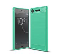 Cruzerlite Coque Sony Xperia XZ1, Carbon Fiber Shock Absorption Slim TPU Cover for Sony Xperia XZ1 (2017) (Teal)