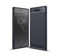 Cruzerlite Coque Sony Xperia XZ1, Carbon Fiber Shock Absorption Slim TPU Cover for Sony Xperia XZ1 (2017) (Blue)