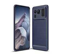 Cruzerlite Coque pour Xiaomi Mi 11 Ultra, Carbon Fiber Texture Design Cover Anti-Scratch Shock Absorption Case pour Xiaomi Mi 11 Ultra (2021) (Blue)