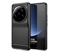 Cruzerlite Coque pour Xiaomi Mi 13 Ultra, Carbon Fiber Texture Design Cover Anti-Scratch Shock Absorption Case pour Xiaomi Mi 13 Ultra (2023) (Black)