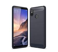 Cruzerlite Coque pour Xiaomi Mi Max 3, Carbon Fiber Shock Absorption Slim TPU Cover pour Xiaomi Mi Max 3 (Blue)