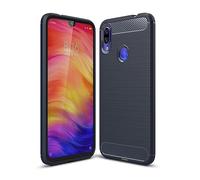 Cruzerlite Coque Redmi Note 7, Carbon Fiber Shock Absorption Slim TPU Cover for Xiaomi Redmi Note 7 (Blue)