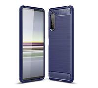 Cruzerlite Coque Sony Xperia 5 II, Carbon Fiber Texture Design Cover Anti-Scratch Shock Absorption Case for Sony Xperia 5 II (2020) (Blue)