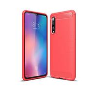 Cruzerlite Coque Xiaomi Mi 9, Carbon Fiber Shock Absorption Slim TPU Cover for Xiaomi Mi 9 (Red)