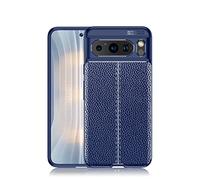 CruzerLite Étui compatible avec Google Pixel 8 Pro, texture en fibre de carbone, anti-rayures et absorption des chocs conçue pour Google Pixel 8 Pro 5G (2023) (cuir bleu)