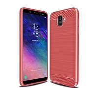 Cruzerlite Galaxy A6 2018 Coque, Carbon Fiber Shock Absorption Slim Case for Samsung Galaxy A6 2018 (Red)