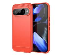 Cruzerlite Coque de protection pour Google Pixel 10 Pro, texture en fibre de carbone, anti-rayures, absorption des chocs, rouge