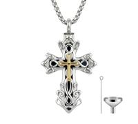 CRWENG Collier avec croix / urne celtique pour cendres en argent sterling 925 - Collier urne en forme de croix pour cendres pour homme et femme - Pendentifs en nœud celtique - Bijoux commémoratifs