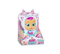 CRY BABIES Daisy le chat | Poupée interactive qui pleure de vraies Larmes avec son pyjama de chaton blanc - Poupon idéal pour enfants +18 Mois