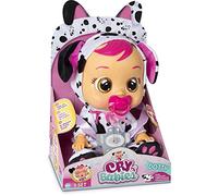 CRY BABIES Dotty le dalmatien | Poupée interactive qui pleure de vraies Larmes avec tétine et pyjama - Poupon idéal pour enfants +18 Mois