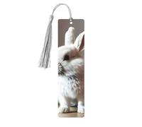 Cry Marque-page en bois imprimé lapin blanc pour les amateurs de livres pour hommes et femmes Cadeau unique cool et insolite