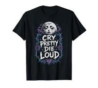 Cry Pretty Die Loud Crying Moon Emo T-Shirt