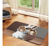 cry Tapis d'alimentation pour chien Motif lapin blanc pour gamelle d'eau et gamelle d'eau