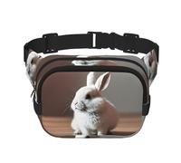 Cry White Rabbit Print Square Double Layer Bag Waist Bag Trendy Pack Travel Bag with Adjustable Bel, noir, One Size