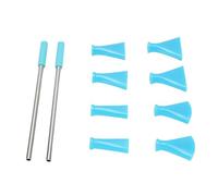 Cryfokt 2 Pcs en Acier Inoxydable Bulles de Souffle de Paille, Ensemble de Peinture à Versement en Acrylique Multifonctionnel pour la Floraison de L'art et la Coulée Hollandaise (BLUE)