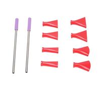 Cryfokt 2 Pcs en Acier Inoxydable Bulles de Souffle de Paille, Ensemble de Peinture à Versement en Acrylique Multifonctionnel pour la Floraison de L'art et la Coulée Hollandaise (rouge)