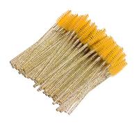 Cryfokt 50pcs Brosse à Cils Jetable en Nylon de Haute qualité pour un Maquillage Naturel, Toilettage Facile des Cils et des Sourcils, Portable pour Outil de Maquillage de Voyage en Rose (YELLOW)