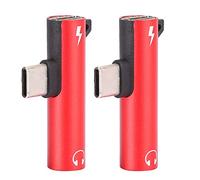 Cryfokt Adaptateur de Câble de Type C 3,5 Mm Pliable Type-C vers Port 3,5 Mm pour LeEco Le 2 Pro Chargement et écoute Compatible avec Les Appareils de 2 Pièces (Rouge)