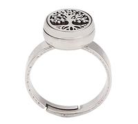 Cryfokt Anneau Portatif D'aromathérapie en Acier Inoxydable, Mini Anneau de Diffuseur D'huile Essentielle Réglable pour Femmes, D'ouverture Réglable pour N'importe Quel Doigt (R36-3)