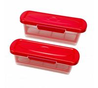 Cryfokt Bol à Pâte avec Couvercle, Lot de 2 Bols Shaker à Pâte Réutilisables en PP, Station de Panure sans Désordre avec Plateau à Panure, pour Frire des Ailes de Poulet, du Poisson, des (rouge)