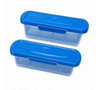 Cryfokt Bol à Pâte avec Couvercle, Lot de 2 Bols Shaker à Pâte Réutilisables en PP, Station de Panure sans Désordre avec Plateau à Panure, pour Frire des Ailes de Poulet, du Poisson, des (BLUE)