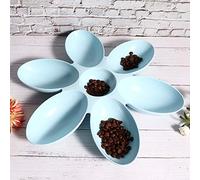 Cryfokt Bol d'alimentation en Eau Durable à Six Pétales pour Animaux de Compagnie, pour Chats et Chiens, Coins Ronds Lisses, Facile à Utiliser, Parfait pour Les Maisons Multi-Animaux, (Blue)