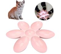Cryfokt Bol d'alimentation en Eau Durable à Six Pétales pour Animaux de Compagnie, pour Chats et Chiens, Coins Ronds Lisses, Facile à Utiliser, Parfait pour Les Maisons Multi-Animaux, (Pink)