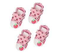Cryfokt Bottes pour Chien, Chaussures pour Chien en Toile Antidérapante Respirante, Chaussures pour Petit avec Doublure en Velours Motif Fraise pour Petits Chiens Teddy Bichon Poméranie (2)