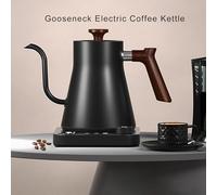 Cryfokt Bouilloire électrique à Col de Cygne, 1200W 304 en Acier Inoxydable Verser sur la Théière avec une Minuterie D'écran LCD, le thé à Poignée, la Chaudière à Eau Chaude (BLACK)