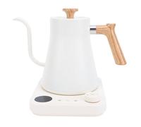 Cryfokt Bouilloire électrique à Col de Cygne, 1200W 304 en Acier Inoxydable Verser sur la Théière avec une Minuterie D'écran LCD, le thé à Poignée, la Chaudière à Eau Chaude (WHITE)