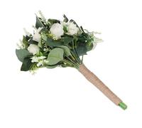 Cryfokt Bouquet de Fausses Fleurs Vives, Bouquet de Mariage Romantique pour Fête de Célébration, Matière Plastique en Chanvre (White)