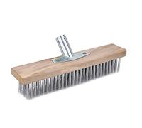 Cryfokt Brosse à Récurer Polyvalente en Acier Inoxydable avec Surface Rugueuse, Pouvoir Nettoyant amélioré pour les Sols Intérieurs et Extérieurs avec un Matériau Robuste en Acier Inoxydable et Bois