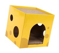 Cryfokt Cabane à Gratter Robuste pour Jouer et Se Détendre dans Une Boîte à Fromage au Design Unique Fabriquée à Partir de Papier ondulé Durable 11,8 Pouces