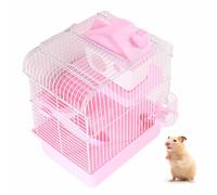 Cryfokt Cage à Hamster à 2 Niveaux, Conception de Châssis Haut Grand Espace pour Hamster, Cochon d'Inde, Lapin, Petits Animaux (Pink)