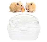 Cryfokt Cage de Transport pour Hamster, étui de Transport Léger et Portable pour Petits Animaux pour Les Voyages en Plein Air - Plastique Respirant et Sûr - 20 X 16 X 15 Cm - Idéal pour Les Hamsters