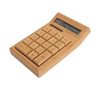 Cryfokt Calculatrice Solaire CS19 en Bambou, Double Puissance, Affichage LCD Durable à 12 Chiffres, pour Les étudiants au Bureau et à Domicile