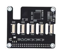 Cryfokt Carte Adaptateur PCIe vers 4 Canaux PCIe FFC pour 5, Module D'extension Gen2 avec 4 Connecteurs FFC et Voyant de Fonctionnement, Prend en Charge Plusieurs Empilages Hat