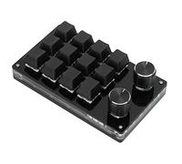 Cryfokt Clavier de Jeu Macro Mécanique, Mini Clavier Portable à 12 Touches avec Fonction de Mémoire pour Laboratoire de Jeu de Bureau, Matériau Acrylique (Tout Noir)