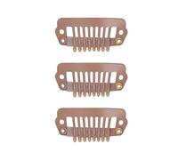 Cryfokt Clips de Perruque en Acier Inoxydable, Peigne à Pression, Durable, 8 Dents, 50 Pièces, pour Extension de Cheveux, Connexion de Perruque, Salon de Coiffure à Domicile (brun clair)