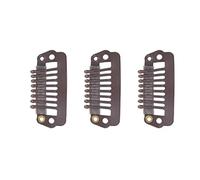 Cryfokt Clips de Perruque en Acier Inoxydable, Peigne à Pression, Durable, 8 Dents, 50 Pièces, pour Extension de Cheveux, Connexion de Perruque, Salon de Coiffure à Domicile (Marron foncé)