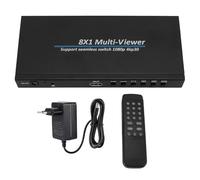 Cryfokt Commutateur Multivue 4K 8x1, Sélecteur 8 Entrées 1 Sortie avec 6 Modes D Affichage et Télécommande for PC Portable Moniteur Projecteur (Prise UE)