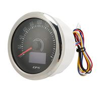 Cryfokt Compteur de Vitesse GPS Réglable, rétroéclairé à 7 Couleurs, pour Voiture, Bateau, Camping-car, Acier Inoxydable, Taille 85mm (BLACK)