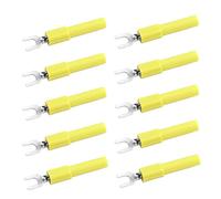 Cryfokt Connecteurs de Fil à Fourche de 4mm, Fiche à Pelle Durable pour les Tests Multimètre, Paquet de 10 pour équipement électrique (YELLOW)